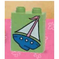 Duplo Brick 1 x 2 x 2 with Sailboat Print
