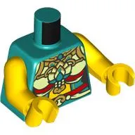 Torso, Gold/Red/Yellowish Green Chinese Decorations print, Yellow Arms and Hands NO. 6404