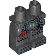 Hips and Pearl Titanium Legs with Metallic Silver Armor with Rivets, Red Fabric, Chain Mail on Knees and Boots Pattern