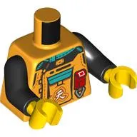 Torso Jacket, White Asian Symbol, Red Pocket, Dark Turquoise Trim print, Black Arms, Yellow Hands