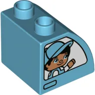 Duplo Brick 2 x 2 x 1 1/2 with Curved Top, Boy with Cap Print