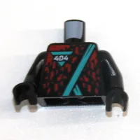 Torso Robe with Dark Turquoise Trim, Dark Red Spots, and '404' Badge Print, Black Arms and Hands