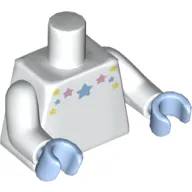 Torso Bright Pink, Bright Light Yellow and Bright Light Blue Stars Print, White Arms, Bright Light Blue Hands