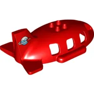 Duplo Airplane Midsize Fuselage Upper with Tail with Airplane Circling Globe Horizontal Print