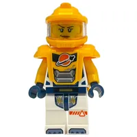 Astronaut, White Spacesuit, Bright Light Orange Armor and Helmet