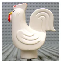 Duplo Animal Chicken / Rooster, Large Tail, Lobe Comb, with Stud Holder on Bottom, without Base