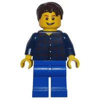 Man, Dark Blue Plaid Shirt, Blue Legs, Dark Brown Hair (3626b Head)