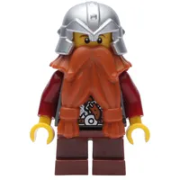 Dwarf, Dark Orange Beard, Metallic Silver Helmet