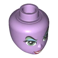 Minidoll Head with Sand Green Eyes and with Eye Shadow, Red Lips, Black Beauty Mark Print (Ursula)