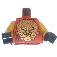 Torso Robe with Gold Dragon Face Breastplate Print, Pearl Gold Arms, Black Hands