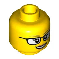 Minifig Head, Eyebrows, Glasses with Thick Edge, Peach Lips Print