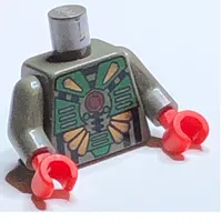 Torso Stingray Dark Turquoise, Black, and Gold Print, Dark Gray Arms, Red Hands