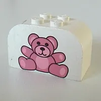 Brick Curved 2 x 4 x 2 Double with Teddy Bear Print