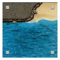 Baseplate with 4 Square Corner Holes and Water / Beach Print