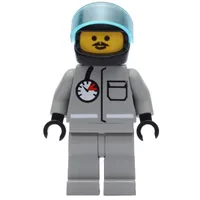 Fireman, Shirt with Gauge and Pocket, Light Gray Legs, Black Helmet with Visor