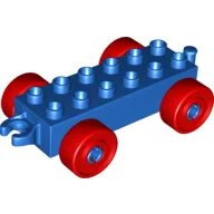 Duplo Car Base 2 x 6 with Open Hitch End and Red Wheels