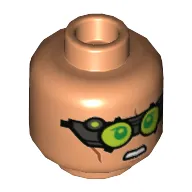 Minifig Head Tech, Lime Goggles, Angry Print
