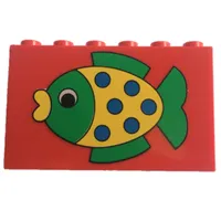 Brick 2 x 6 x 3 with Green and Yellow Fish Print
