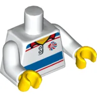 Torso Polo Shirt with Red and Blue Stripes and Team GB Logo Print, White Arms, Yellow Hands