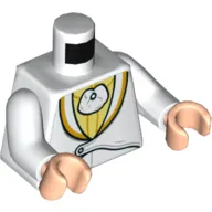 Torso Tuxedo with Bright Light Yellow Shirt Print, White Arms, Light Nougat Hands