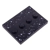 Plate Special 3 x 4 with 1 x 4 Center Studs and Silver Stars Print