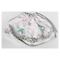 Belville, Skirt, Long with Rose Pattern Border under Sheer Pink Layer with 2 Pink Rosettes