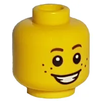 Minifig Head, Brown Eyebrows, Freckles, Smile Open Mouth