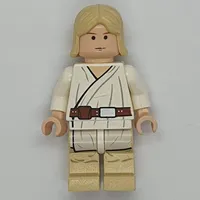 Luke Skywalker, White Robe, Straight Tan Hair, Black Eyes