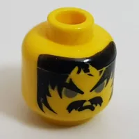 Minifig Head Cedric the Bull, Moustache Gray Eyes, Frown Print [Blocked Open Stud]