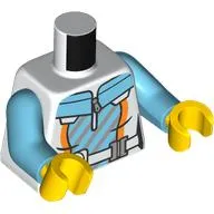 Torso, Jacket, Medium Azure/Silver Shirt, White Strap print, Medium Azure Arms, Yellow Hands