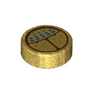 Tile Round 1 x 1 with Gold Scarab, Blue Spots print