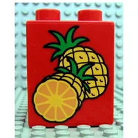 Duplo Brick 1 x 2 x 2 with Pineapples Print
