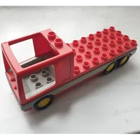 Duplo Fire Truck Base 4 x 13, with Light Gray Stripe, Cabin and Six Wheels