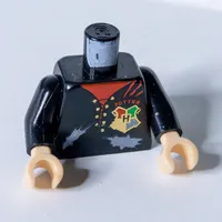 Torso Jacket, Red Shirt, Tatters, Hogwarts Tri-Wizard Tournament Uniform with Crest and 'POTTER' Print, Black Arms, Light Nougat Hands