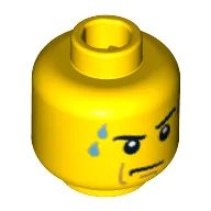Minifig Head, Stern Eyebrows, White Pupils, Frown, Sweat Drops Print