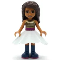 Andrea - Black Top, Magenta/Light Aqua Skirt