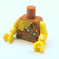 Torso Chest Hair and Animal Skin Top with Bone and 2 Stitches Print, Yellow Arms and Hands