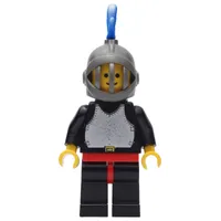 Knight (Breastplate on Black) - Black Legs, Dark Gray Helmet, Blue Plume