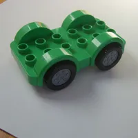 Duplo Car Base 2 x 6 with Four Black Tires and Metallic Silver Wheels on Removable Axles