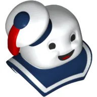 Minifig Head Special, Marshmallow Man with Dark Blue Collar and Red Tassel on Hat Print (Ghostbusters)