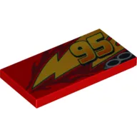 Tile 2 x 4 with Lightning, Exhaust Pipes and '95' Print Model Left Side