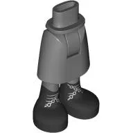 Minidoll Hips and Mid-Length Skirt with Ankles with Black Boots, Silver Laces print