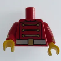 Torso Royal Guard Uniform with 3 Gold Chains, 6 Buttons and White Belt with Gold Buckle Print (Toy Soldiers), Red Arms with Gold Stripes, Yellow Hands