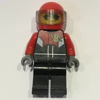 Pilot, Red, Black, and White Jumpsuit, Red Helmet with Visor, Sunglasses