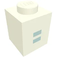 Brick 1 x 1 with Blue '=' Print (Bold Font)