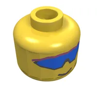Minifig Head, Blue Wrap-Around Sunglasses Print [Blocked Open Stud]