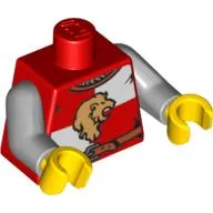 Torso Armor, Lion Head Quarters with Belt Front and Back Print, Light Bluish Gray Arms, Yellow Hands