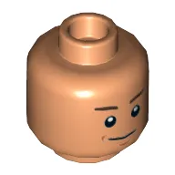 Minifig Head Zander, Brown Eyebrows, Chin Dimple, Smile Print [Hollow Stud]