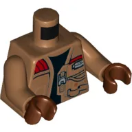 Torso Jacket with Pockets, Zipper and Gadgets, Black Undershirt Print, Medium Nougat Arms, Reddish Brown Hands