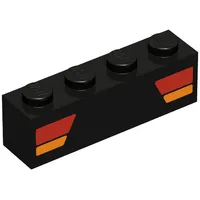 Brick 1 x 4 with Car Taillights Red and Orange Print